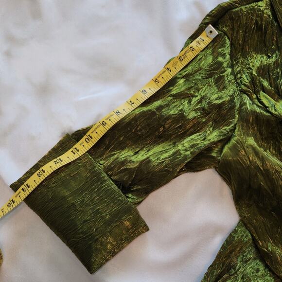 Vintage MSK Metallic Green Crushed Satin Blouse XL - Picture 14 of 14
